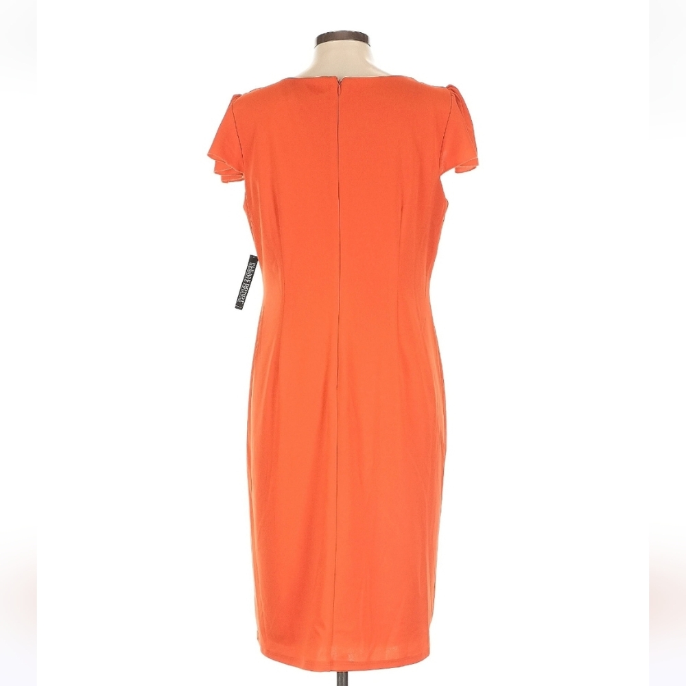New York & Company Vibrant Orange Midi Dress, Orange, Size L - Picture 4 of 9